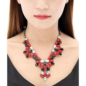 Amrita Singh NWT Black Red Melissa Necklace Statement Bib Party‎ Evening Dressy